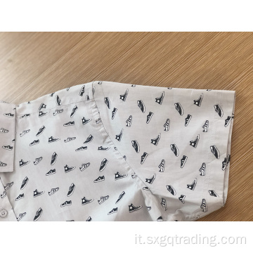 Camicia a manica corta da uomo con stampa 100% cotone